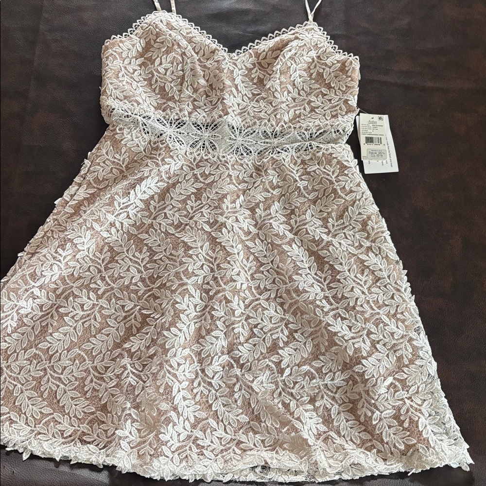 Lace Overlay Dress with Spaghetti Straps